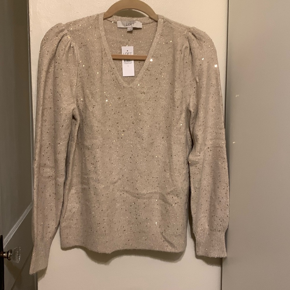 Ann Taylor LOFT gold sequins sweater - NWT